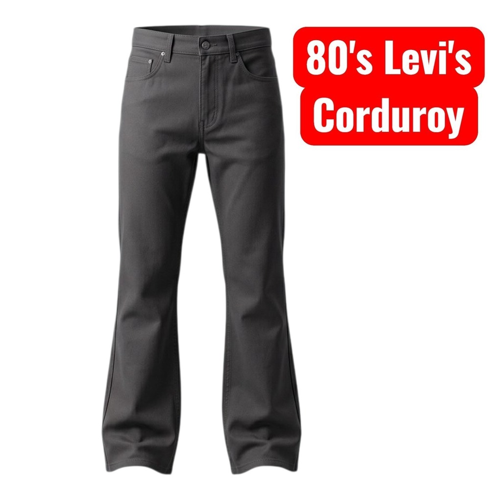 VTG Levis Pants Mens 32x32 Brown Corduroy 646 Flare 80s Talon Zip Cotton Bell